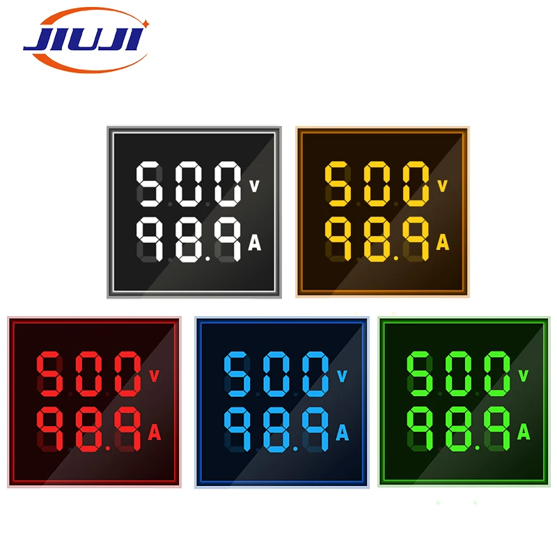 green Square V+A LED Display 22mm AC Meter Indicator 2 in 1 digital ammeter and voltmeter
