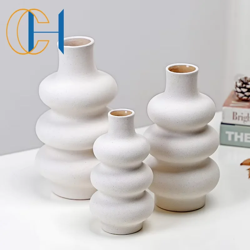 Wholesale Colorful Simple white ceramic vase decoration small fresh home decoration living room dried flowers arrangement vase