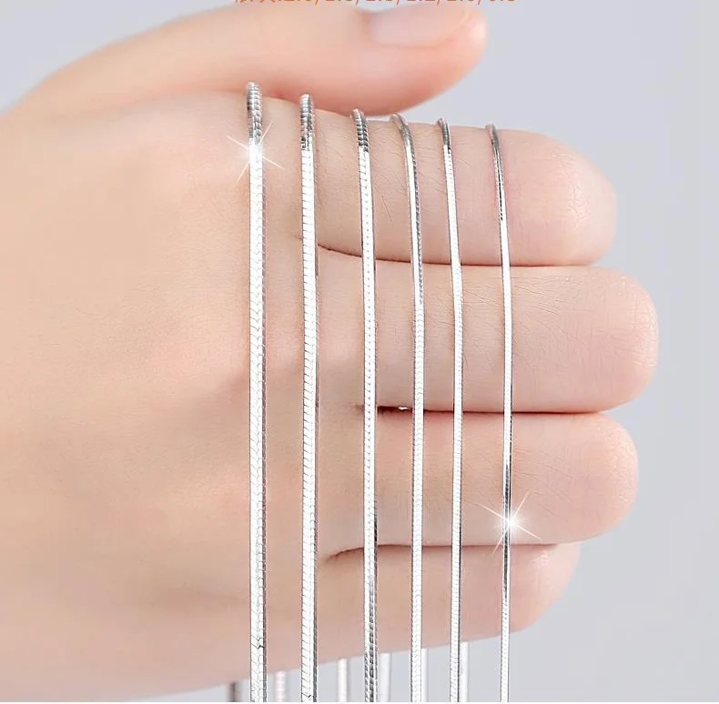 Классический 925 стерлингового серебра 3 мм Змея Кость цепи ожерелье и браслет шарма ювелирных изделий