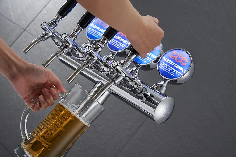 Beer Kegerator Font Stainless Steel T Type 4 Tap Beer Dispenser Draft Cooler Column Beer Tower