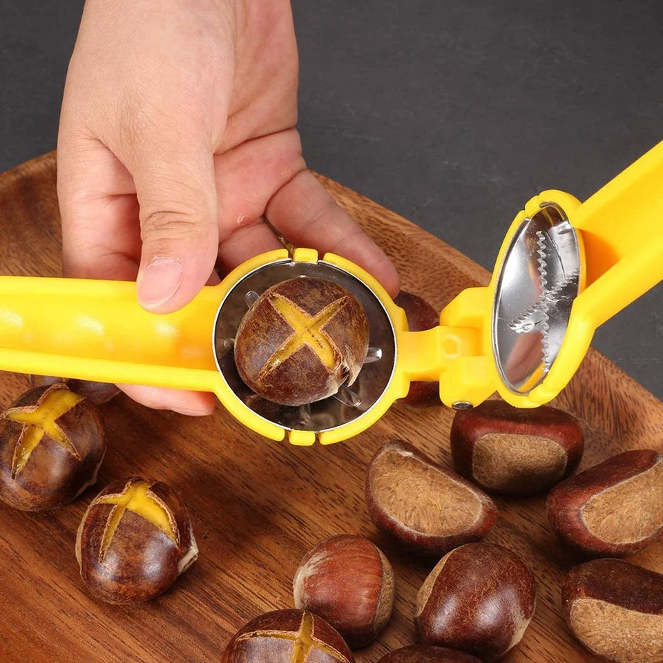 Multifunctional Nut Opener Cutter Gadgets 2 in 1 Quick Chestnut Clip Stainless Steel Walnut Pliers Metal Nutcracker Sheller