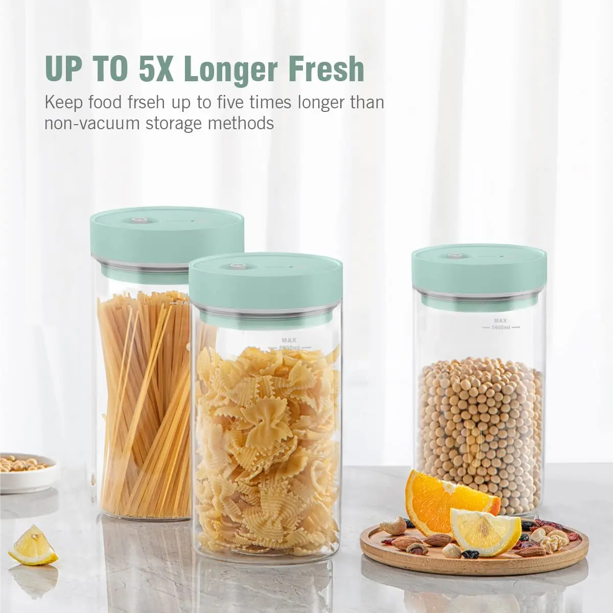 Eco friendly kitchen vaccum storage 700ml high borosilicate airtight glass jar Automatic suction valve lid