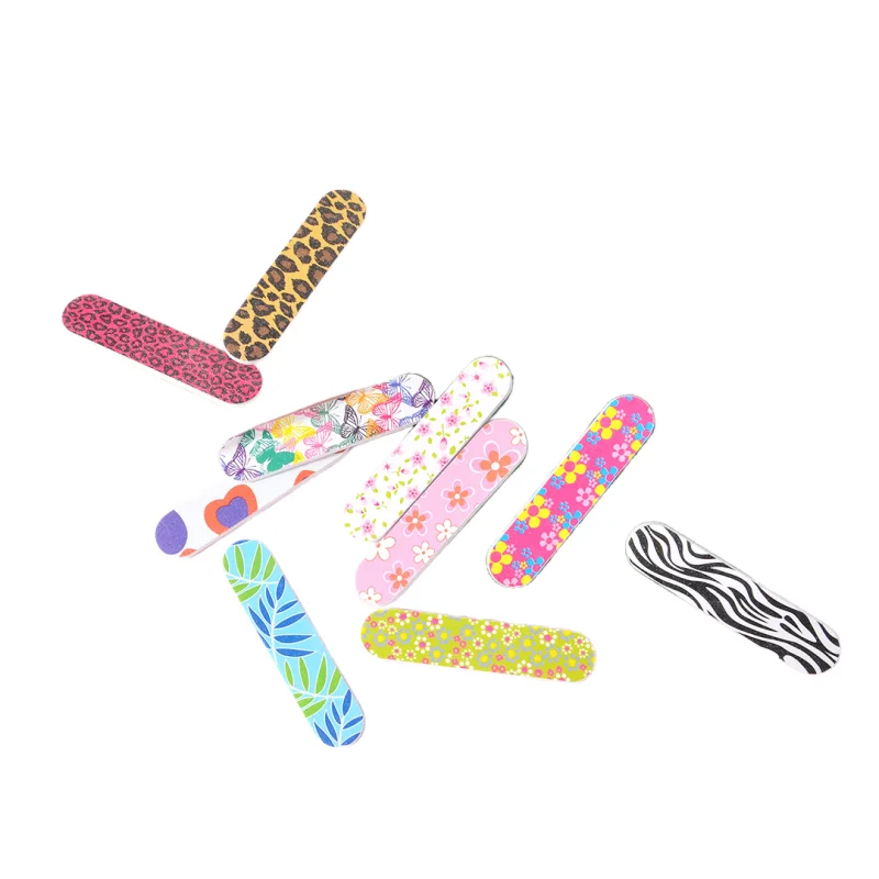 Wholesale Nail Supplies Painted Mini Nail File Portable Washable 100/180 Grit Thin Nail File