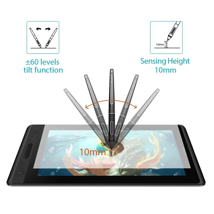 HUION PW507 Graphic Pen for Pen Display Monitor 8192 Levels with Two Side Customized Keys