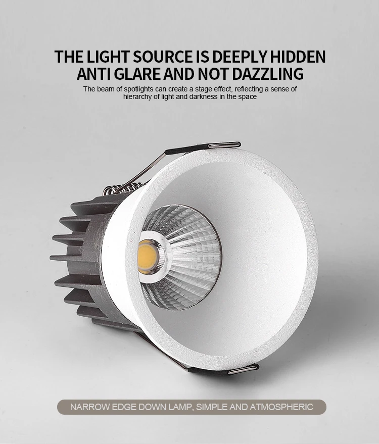 LED COB spot light anti glare ac110-220v living room store embedded ceiling spotlights architectural downlights