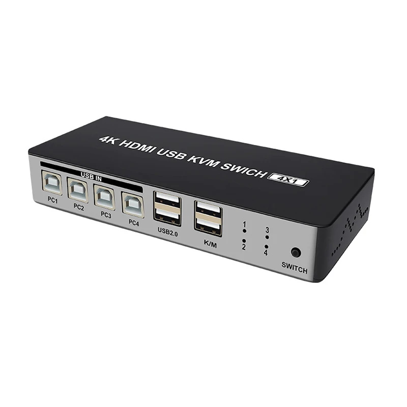 4K HD HDMI KVM переключатель делитель 4 в 1 Четыре порта совместный дисплей клавиатура и мышь печать U диск горячая клавиша