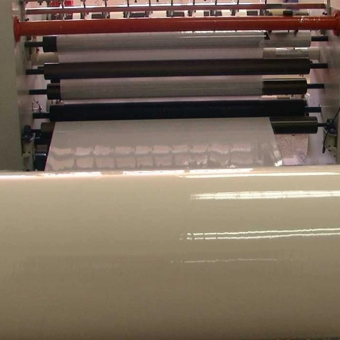 transparent BOPP film sticker with white/blue glassine liner