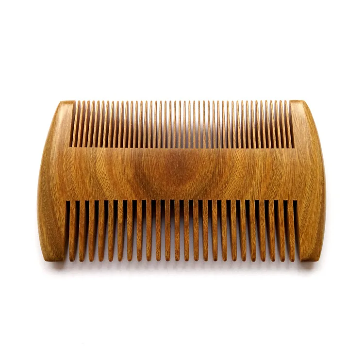 
Portable Green sandalwood double sided beard shaving comb wooden Pocket comb with logo for men 