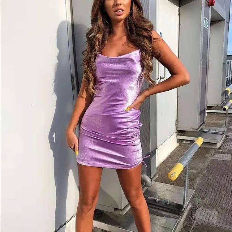 Summer fashion women clothes sexy satin slip silk dress