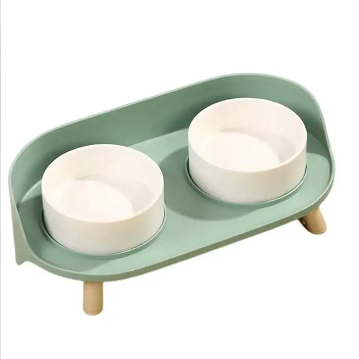 Custom Logo Wholesale Pet Ceramic Dog Bowl Large Ceramic Pet Bowl With Wood Stand On Sale