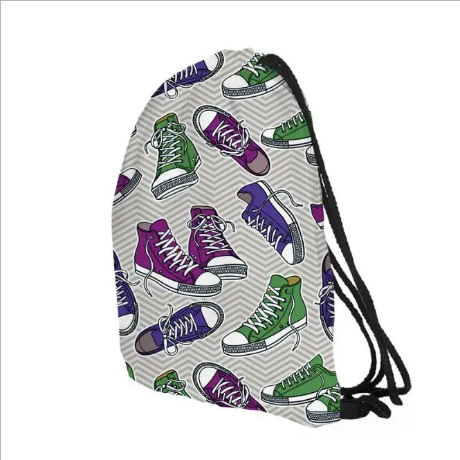 Custom Shoes Printing Drawstring Backpack Bag  Polyester Sports Pack Bag for Traveling Sport