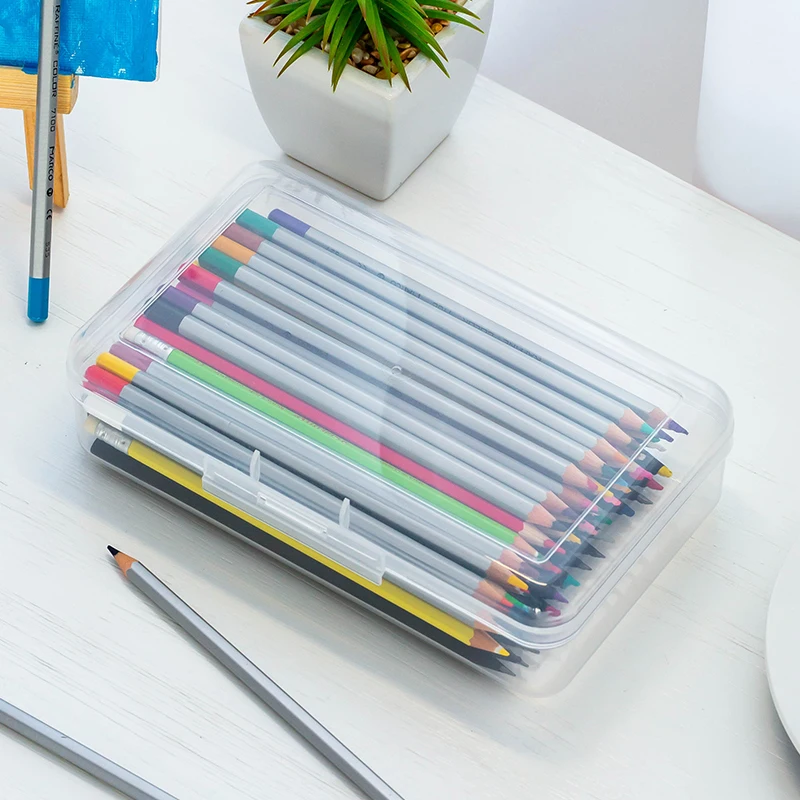 Modern plastic stationery product waterproof storage high quality clear pencil case custom for school
