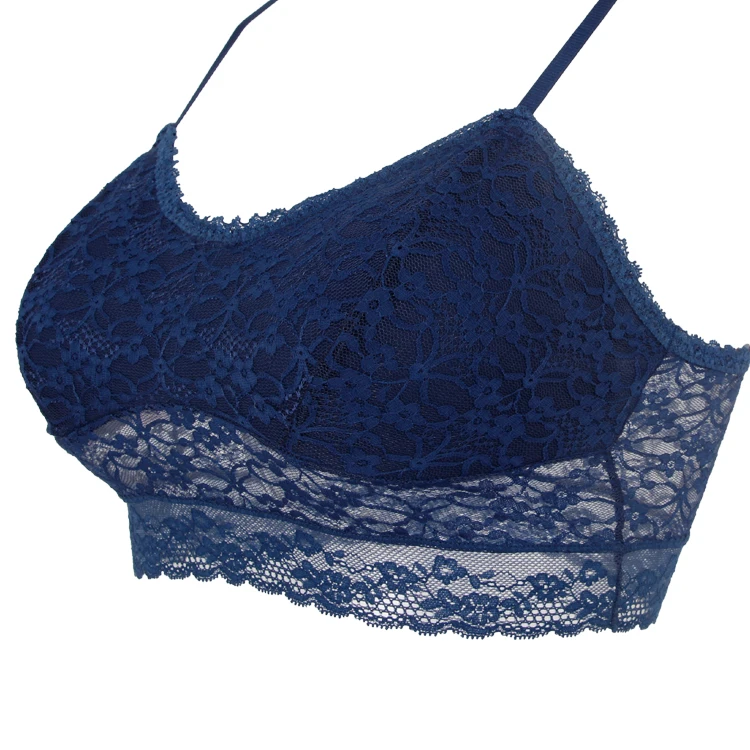 
Custom Breathable Apparel Convertible Lingerie Wireless Spacer Bra Ladies Wire Free Soft Lace Bralette With Removable Cups 