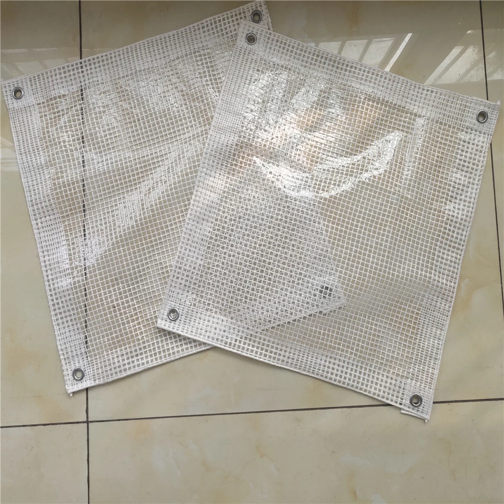 Clear PE Leno Mesh Tarpaulin Transparent Greenhouse Tent Sheet Plastic Fire Retardant PE Grid Fabric Mesh Leno Tarpaulin
