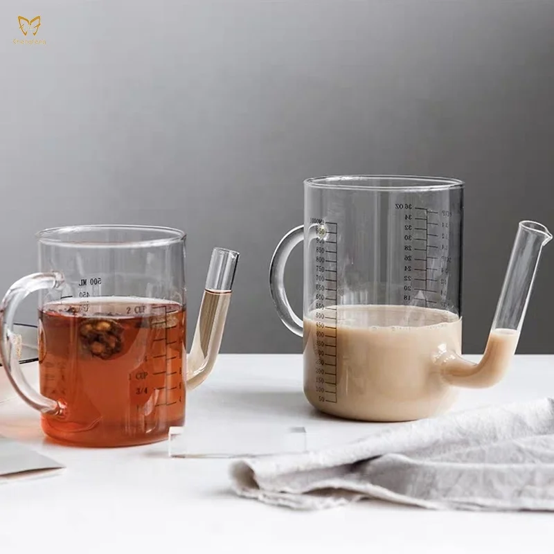 high borosilicate glass oil ,coffee ,tea separator with measurement ,glass decanter