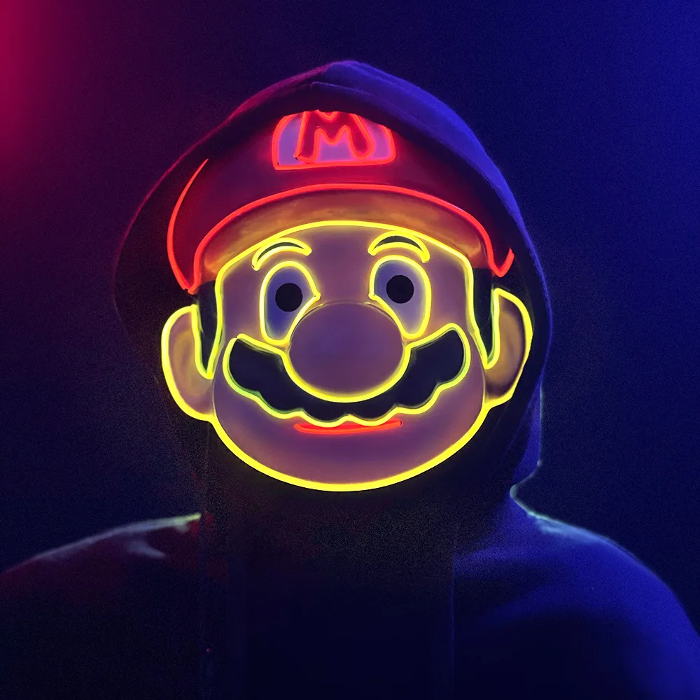 Customized Led Cold Light Luminous Mario Super Mario Masks Cartoon Game Anime Masquerade Party Event