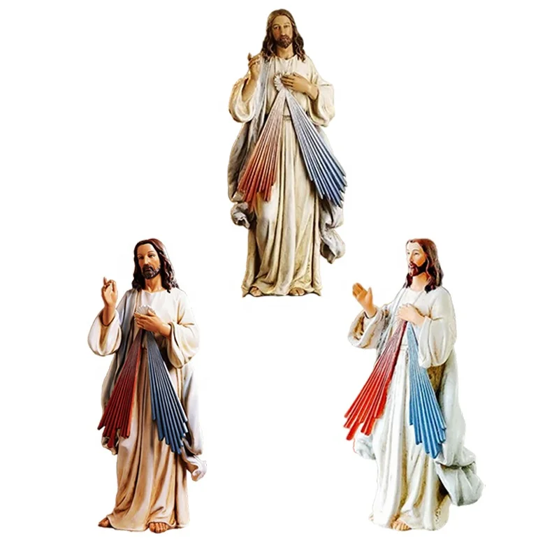 Wholesale custom religious decoration Catholic Jesus statue sculpture handmade resin Divine Mercy figurine