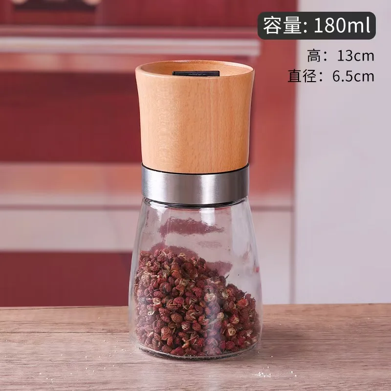 2024 Kitchen Hot Sale Adjustable Shaker Wooden Glass Mills Bamboo Salt And And Pepper Grinder Bulk Set With Gasket