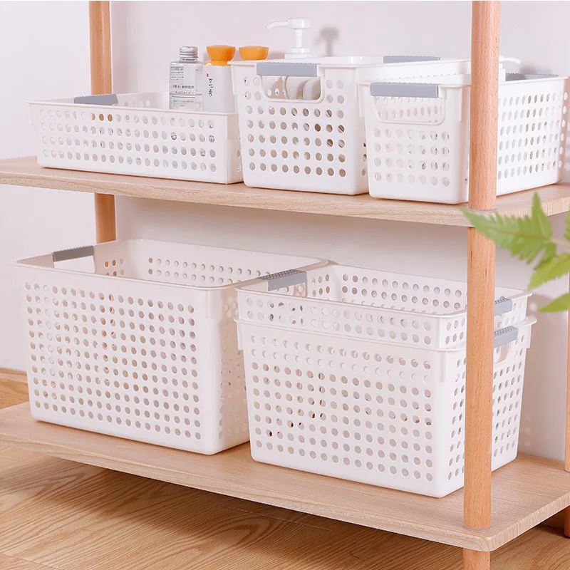 Kitchen vegetable and fruit storage drain basket PP storage cutlery basket bathroom office drawer storage basket