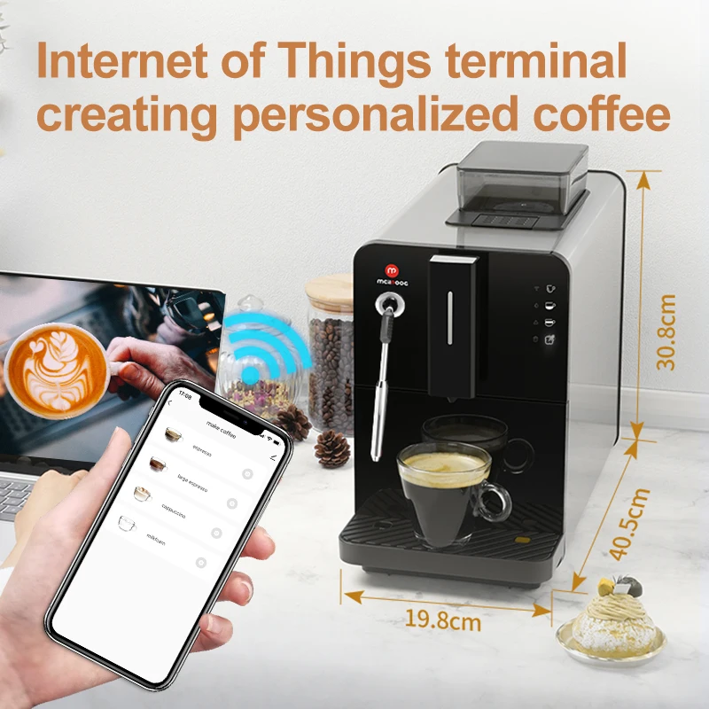 Smart WIFI TUYA APP Home Espresso Cappuccino Maker Super Fully Automatic Coffee Machine With Grinder