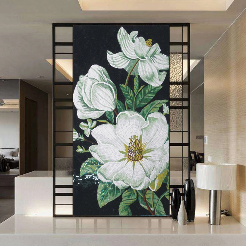 free sample hand made house bathroom shower inlay ice crackle glass flower patterns wall art mosaic tile mural