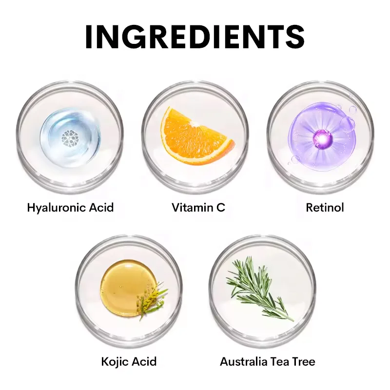 Factory Supplier Skin Care Serum Anti Aging Lightening Turmeric Snail Nicotinamide Retinol Hyaluronic Acid Vitamin C Serum Set