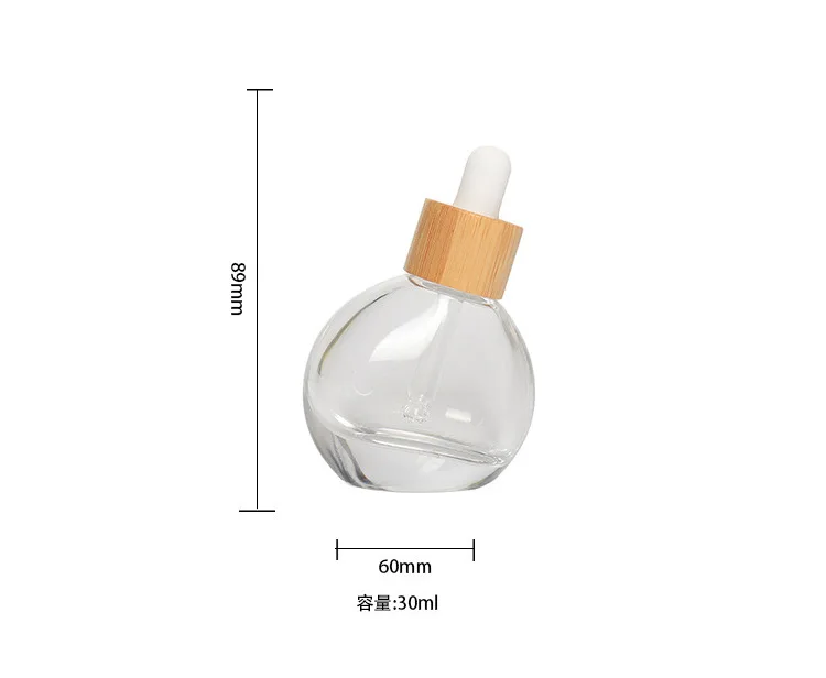Eco Friendly 30ml Bamboo Cover Glass Dropper Bottle Cosmetic Pipette Essential Oil Empty Packaging Container