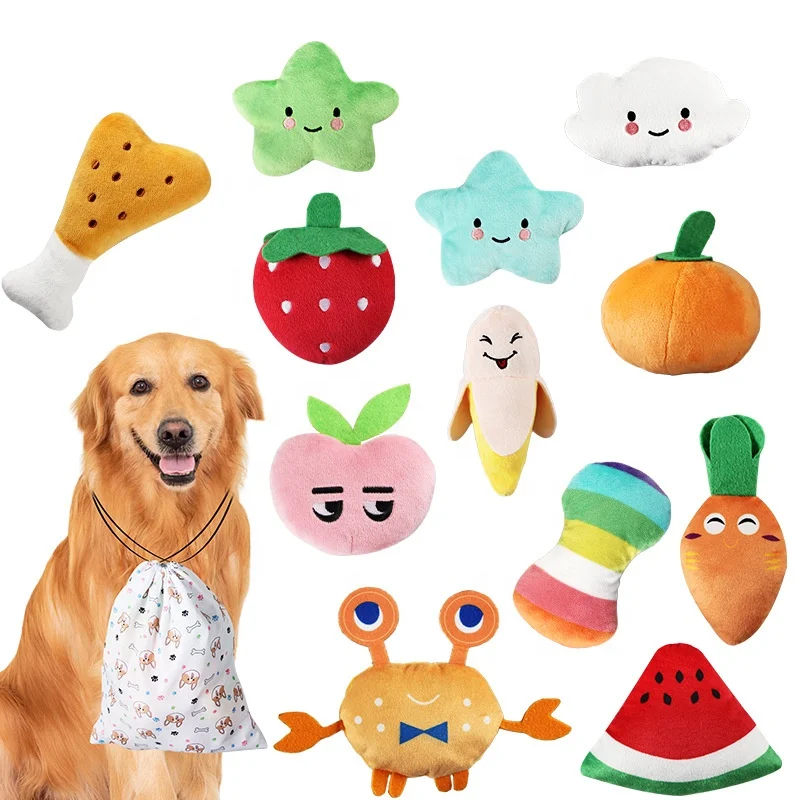 Wholesale Vegetables Fruit dog cat pet toy dog soft plush toy squeaky dog chew toys