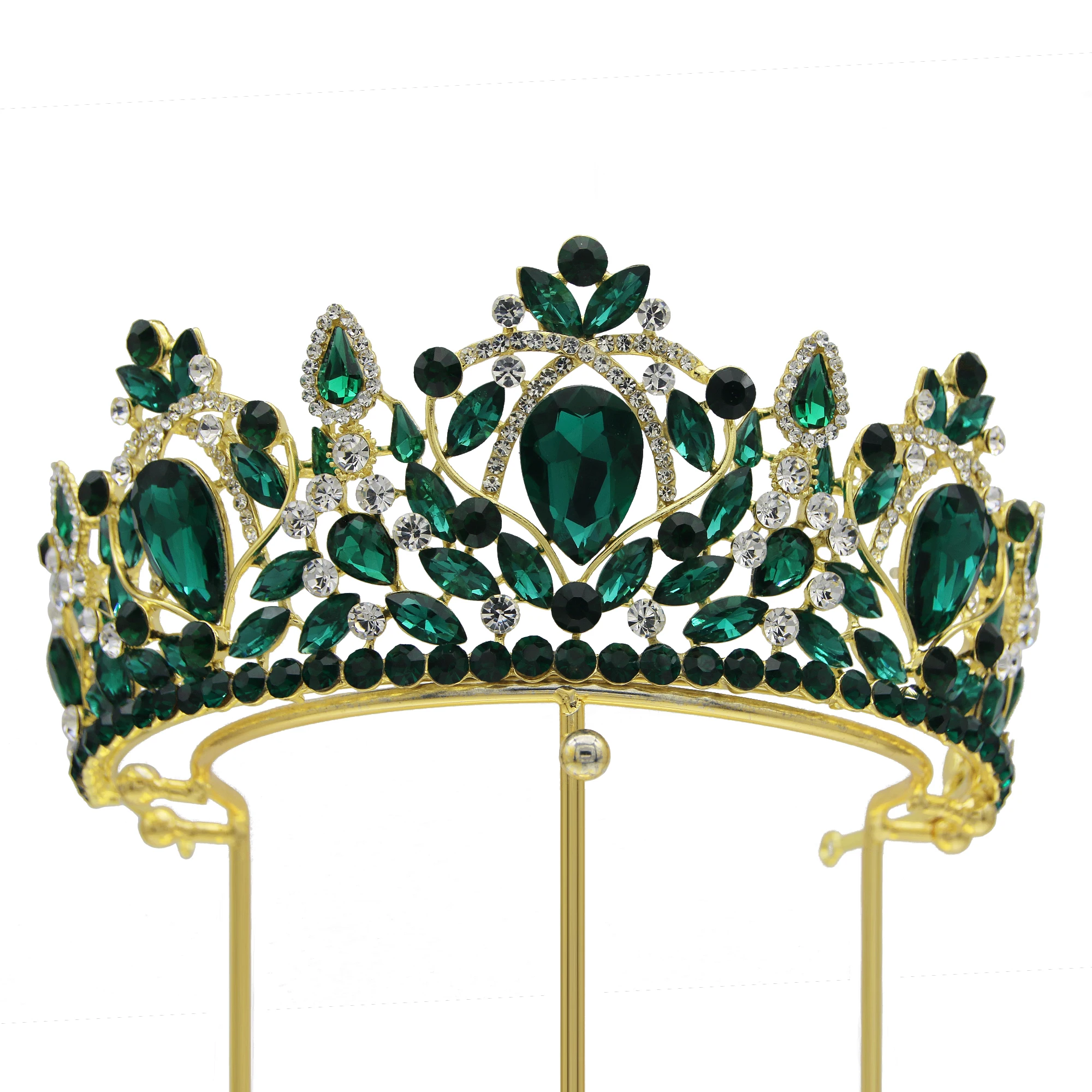 new red crystal bride tiara bridal tiaras wedding rhinestone gold handmade big hair crown