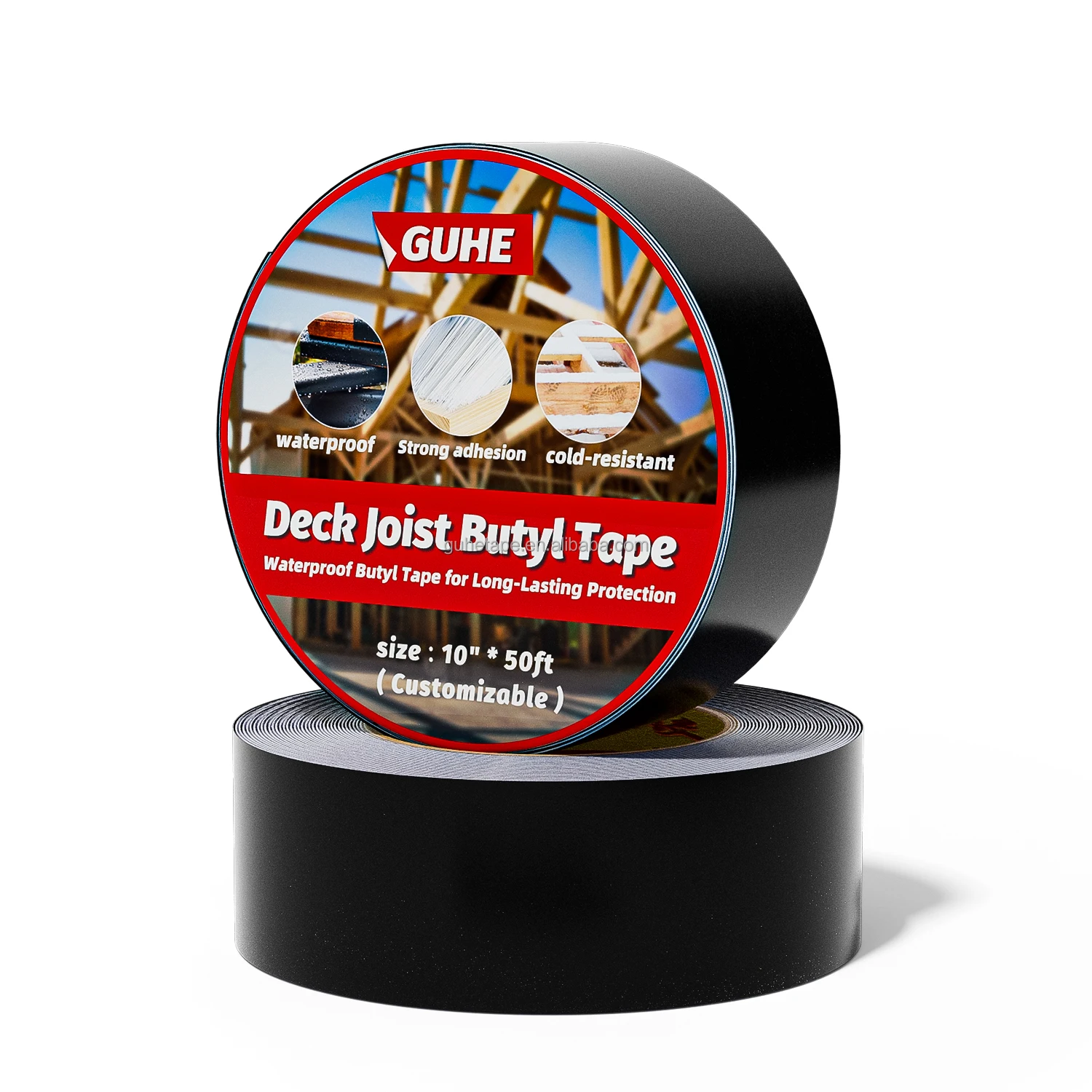 Deck Joist Tape Weather-Resistant Waterproof Seal Antiseptic Self-Adhesive Flashing Butyl Joist Tape for Wood Decks Beams Roof