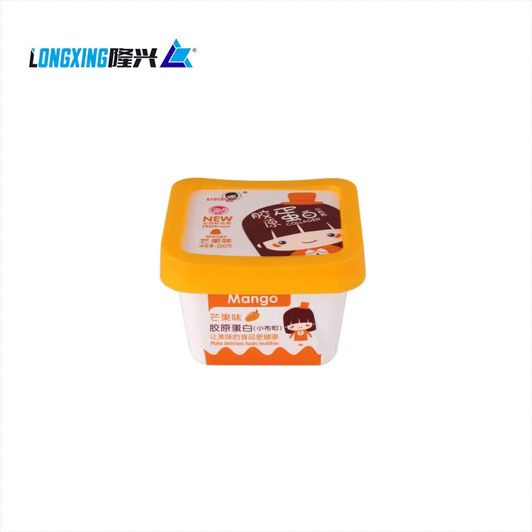 Manufacturer eco friendly square 100g IML disposable pp plastic ice cream tub ice cream cup custom ice cream plastic containers