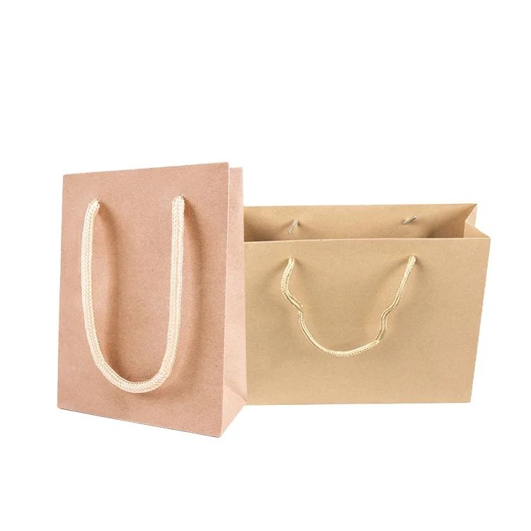 Wholesale Natural Organic Food & Drinks Grocery Recycled Printed Craft Brown Kraft Paper Bag With Handles