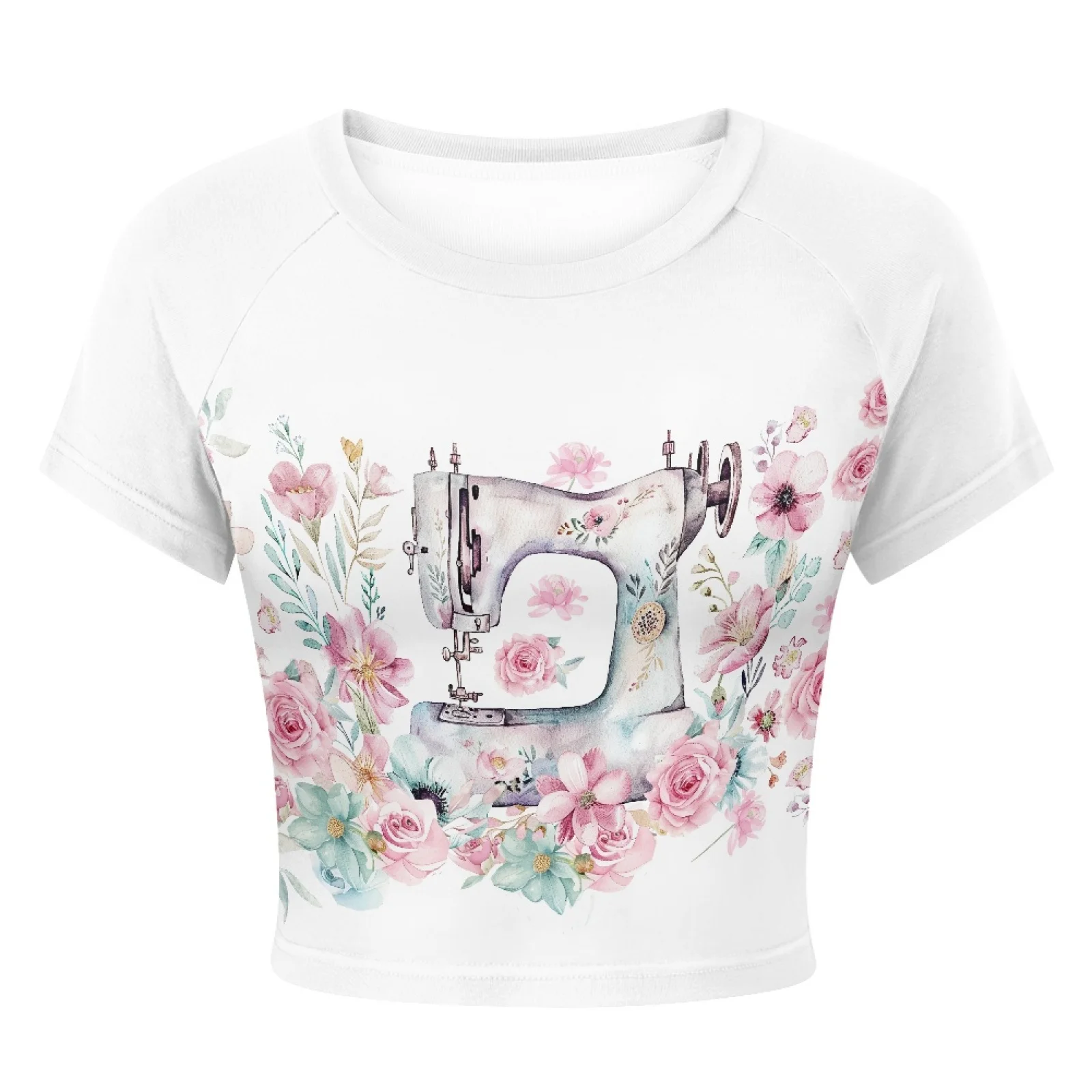 Sublimation Sewing Pattern Summer Custom Baby Tee Y2k Crop Tops Drop Shipping Short Sleeve Cropped T-shirts