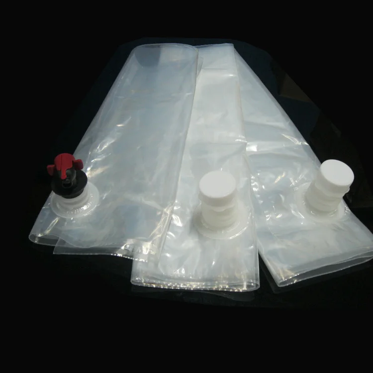 Customized plastic transparent soda bib bag pouch in box 3 liter