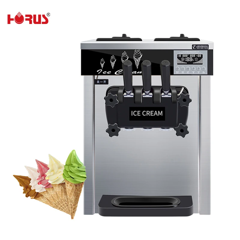 Three discharge port Soft Ice Cream Machine Frozen Yogurt Machine Stainless Steel Milk Food Technical