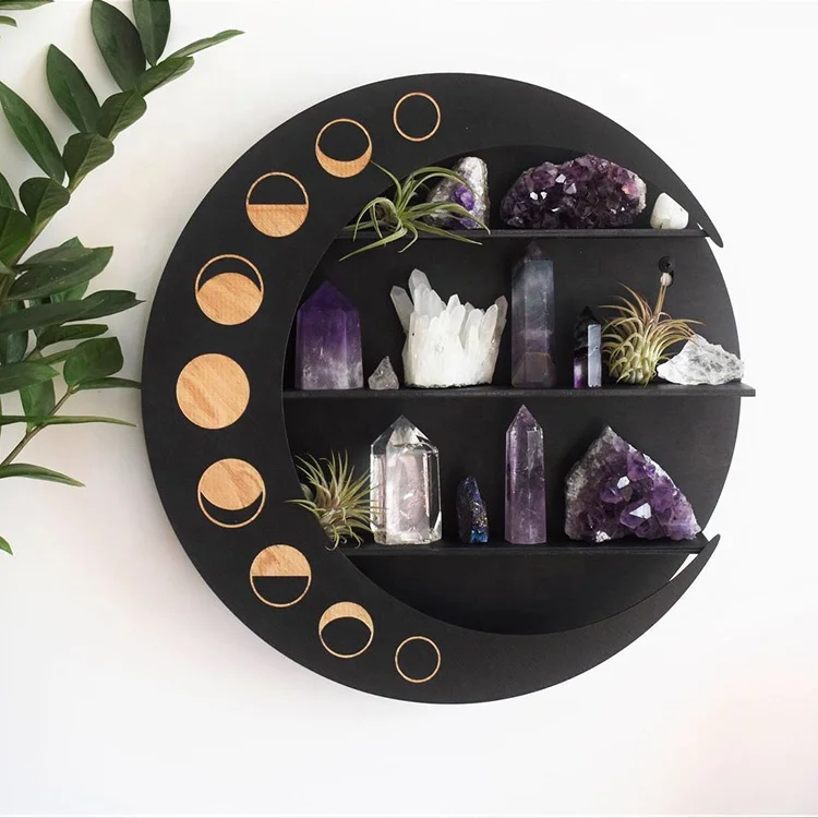 Оптовая продажа на заказ Необычные декор Boho полки эфирное масло полка Полумесяца деревянные