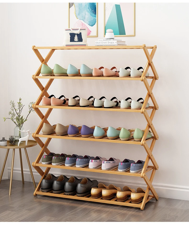 Living Room Furniture Wooden Portable Storage Shelves Cabinet Modern Shoe Organizer