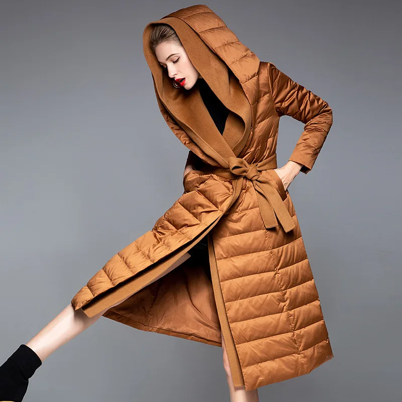 Custom ladies tops casaco long duck down slim women long down winter coat down jacket winter jacket