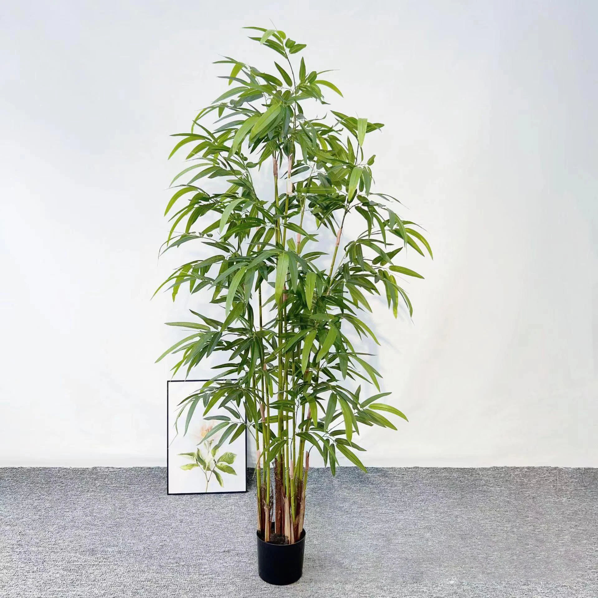 Natural Simulation Bamboo Pole Plants 120cm Silk Leaves Trees Evergreen Simulation Tree Bonsai Hanging Plant Pot Bamboo Tree