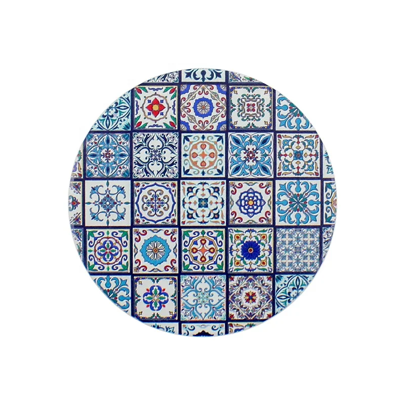 Fast production 10.8cm round absorbent ceramic coaster with cork base for Morocco market