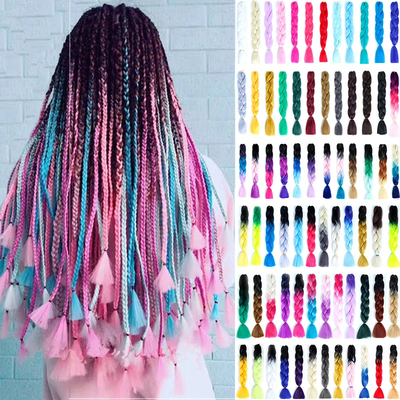 
24 Inch Braiding Hair Extensions Jumbo Crochet Braids Synthetic Hair Style 100g/Pc 