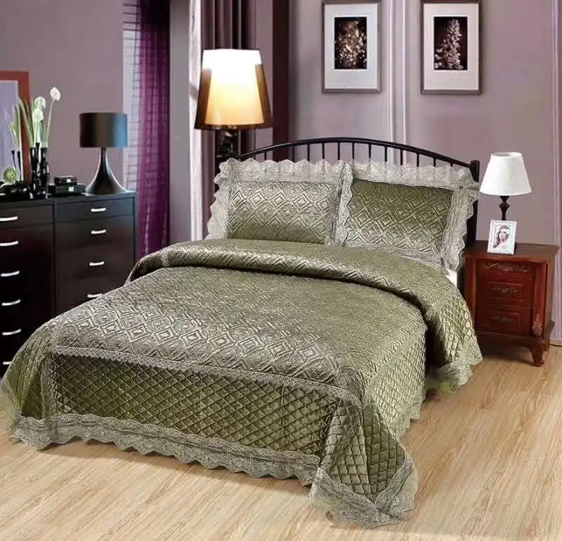 
hot selling cotton bedding set bed spread bed sheet pillow case 3 pc 