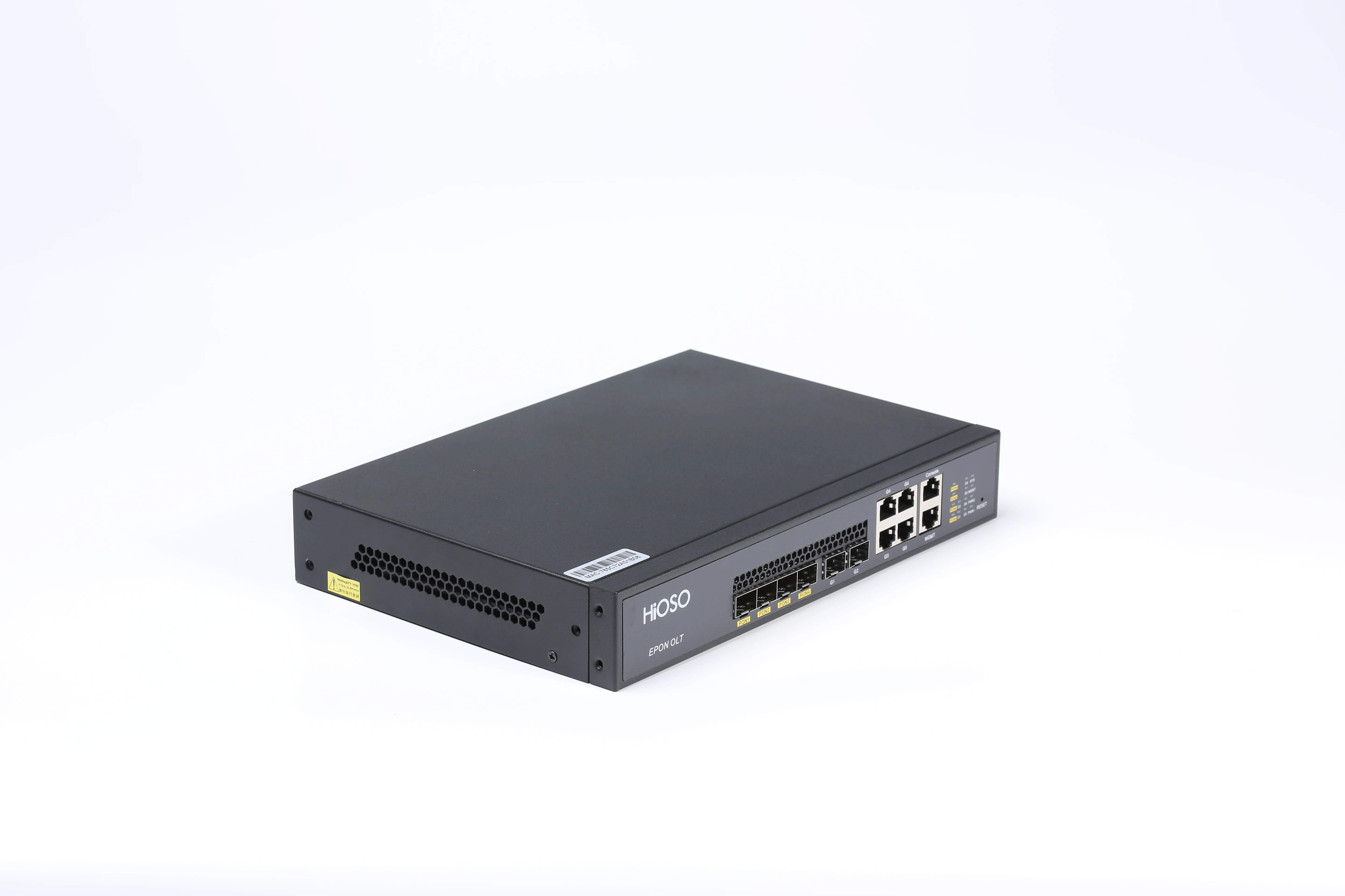 HiOSO Mini Pizza Box EPON OLT 2 x 1000M SFP ports, 4 x 1000M LAN uplink ports 1AC+1DC power supply with 4 x px20+++ PON modules