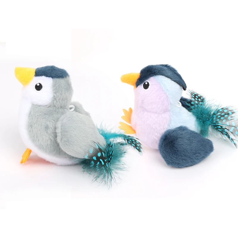 Factory Wholesale Bird Shape Interactive Cat Teaser Plush Toy