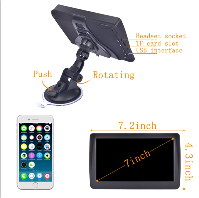 Comes with sun visor 7 inch touch screen car navigation car DVD multimedia truck car GPS navigation