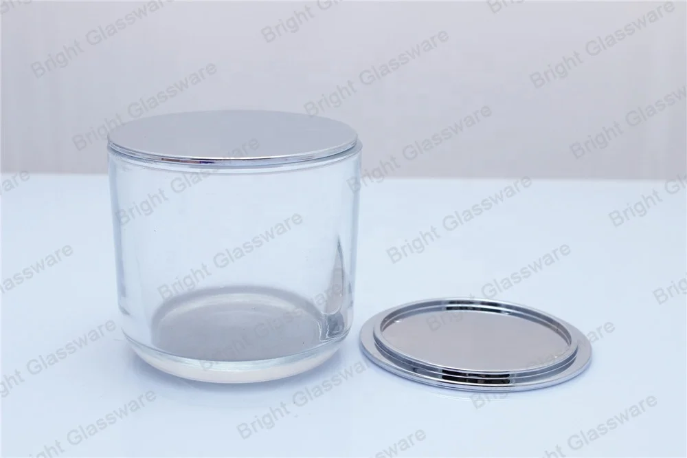 New products glass tumbler jar electroplating rose gold oxford candle holder with lid