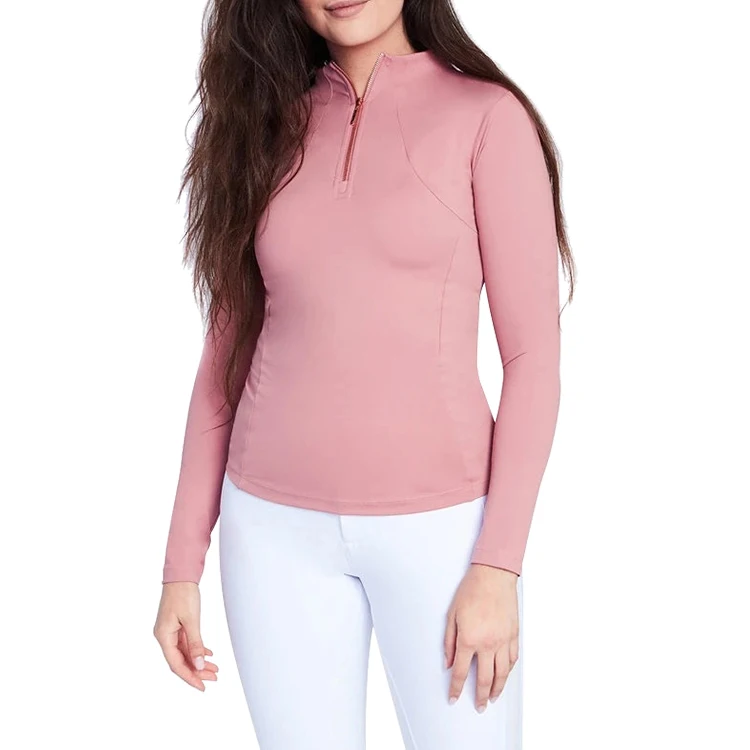 Quick Dry Zipper Equestrian Base Layer Horse Riding Long Sleeve T-Shirt Equestrian Top