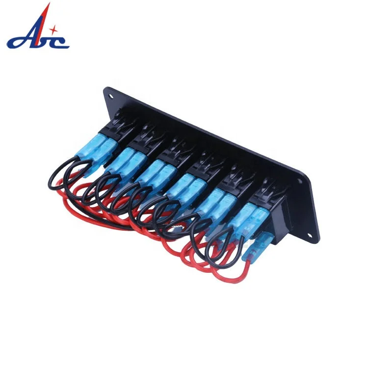 6 Gang Toggle Switches Dash 5 Pin ON Off 2 LED Backlit Rocker Switch Aluminum Panel for Boat Car Marine