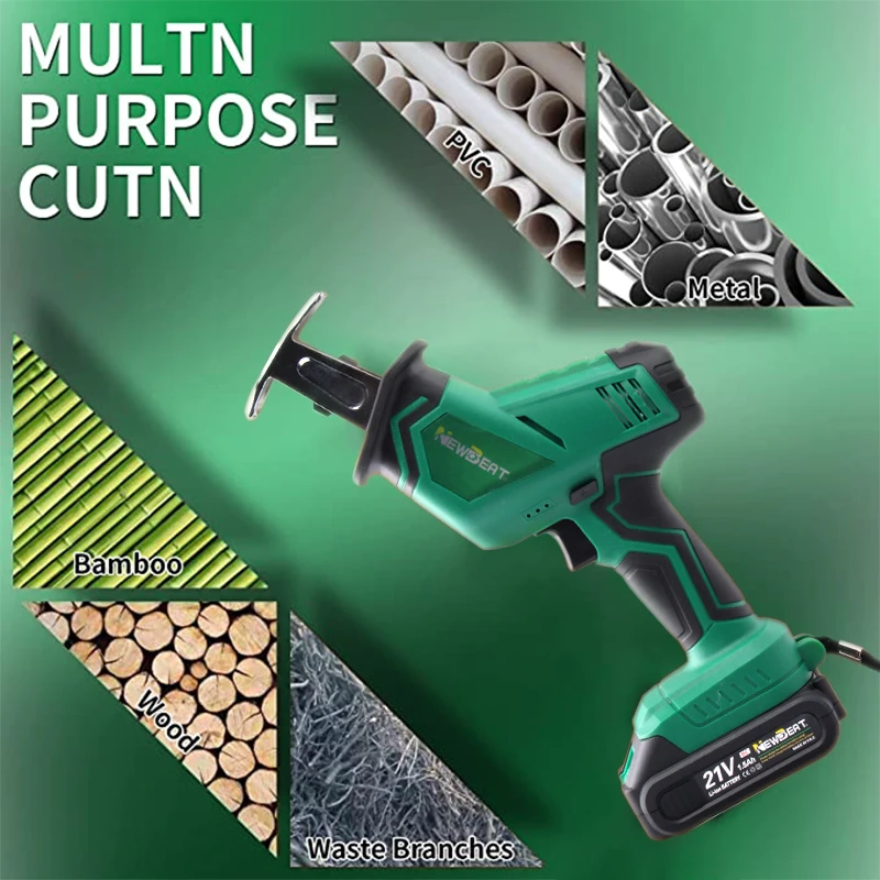 NewBeat Handheld Battery Mini Brush Cutting Saw for Metal Cordless Reciprocating Saw Machine