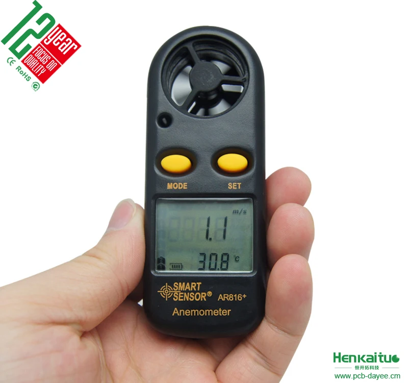 Air Flow Meter Mini Design Temperature Wind Speed Air Meter Anemometer
